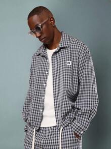 SUMWON Check Pattern Co-Ord Set Long Sleeve Button Down Shirt With Baggy Pull On Pants Casual Streetwear Fashion Fall Winter Spring Collection - Blue - View 8