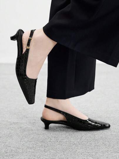 CUCCOO BIZCHIC 女士新款踝带金属扣方头粗跟优雅迷人浪漫性感时尚黑色女式礼服鞋，适合约会、时尚派对、正式场合、度假、宴会、俱乐部等场合。