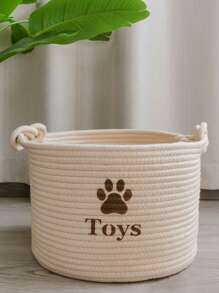 Cesta de almacenamiento de cuerda de algodón con diseño de pata de dibujos animados, organizador multiusos de juguetes, recipiente para aperitivos, cesta tejida amigable para el hogar, cesta de piso para la sala de estar, protección antiarañazos para el piso