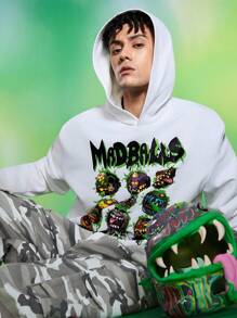 MADBALLS X SHEIN Áo hoodie họa tiết hoạt hình và chữ cái thường ngày dành cho nam - trắng - Xem 7