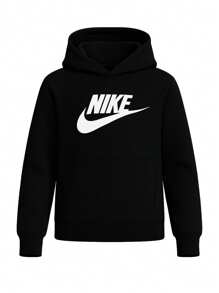 Nike Club Fleech Big - Áo nỉ trùm đầu dài tay cho bé trai - Black/White - Xem 1