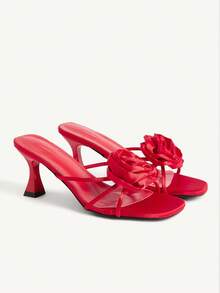 CUCCOO CHICEST Women's Fashionable Red Floral Elegant High Heel Sandals