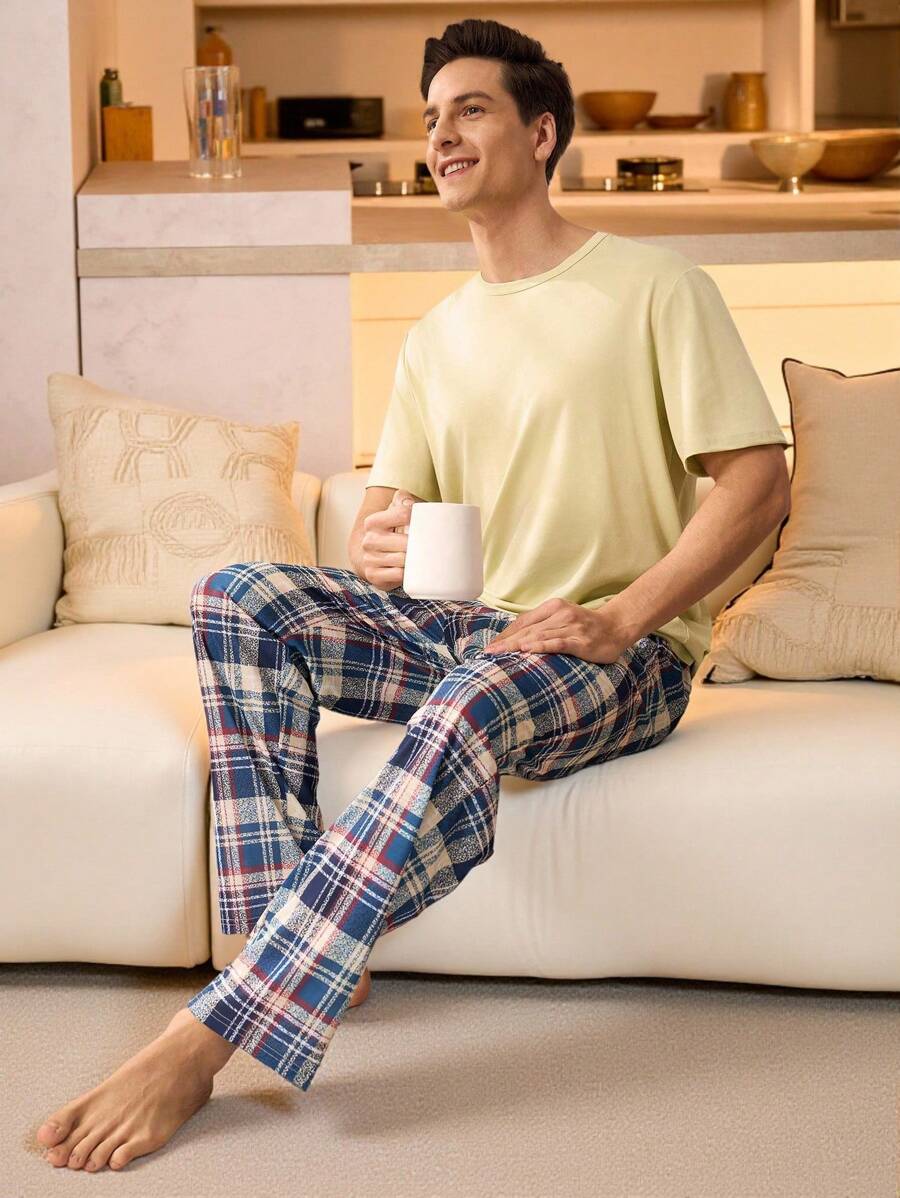 男士休闲格子休闲裤