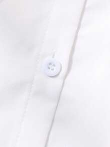 SHEIN 女童珍珠装饰肩泡泡袖衬衫，可拆卸蝴蝶结装饰，宽松版型，活力风格，舒适面料，适合与背带裙分层搭配或单独穿着，春秋季 - 白色 - 查看 8