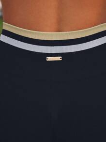 Aralina 女式条纹吊带背心和紧身裤运动套装，女式运动套装 - 黑色 - 查看 5