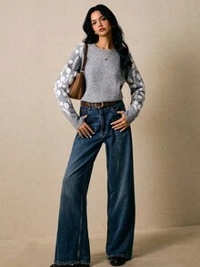 Poéselle Suéter de mujer casual, versátil y sencillo de manga larga para otoño/invierno - Gris - Ver 3