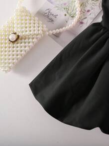 SHEIN Babygirl 可爱粉色针织无袖连体衣（夏季） - 黑色 - 查看 3