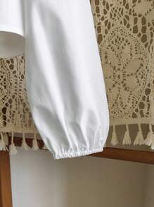 Chemise décontractée de couleur unie avec lacets pour préadolescentes