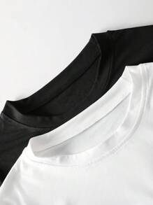 SHEIN 2pcs Boys Casual Crew Neck Long Sleeve T-Shirts, Black And White, Multi-Purpose Inner/Outer Wear, Spring, Autumn, Winter Fall - Black and White - View 4