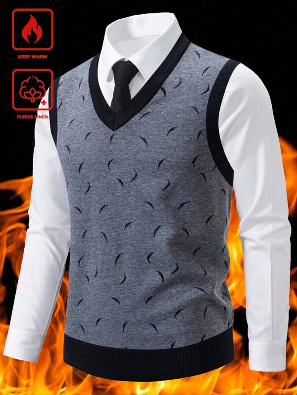 Manfinity Homme Men's Contrast Color Patchwork Jacquard Knit Vest, Spring/Autumn