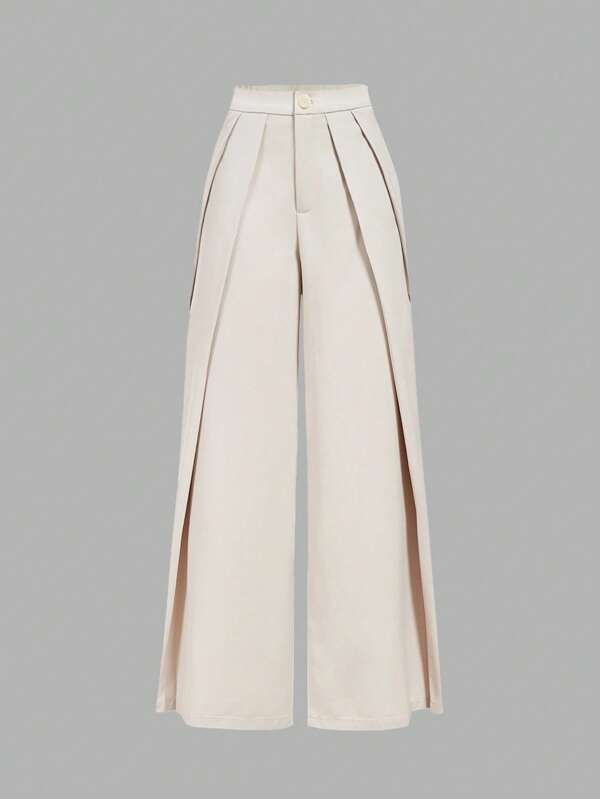SHEIN MOD Women's Casual Plain Vintage Discounted Straight Loose Leg Pants,Elegant,Country Concert Outfit,Western Wear Women,Old Money Style Women,Teacher Outfits For Women,Business Casual Woman,School Clothes,Office Outfits For Women,Back To School Clothes,Wide Leg Pants Woman,Brunch Outfits For Women,Birthday Outfits For Women