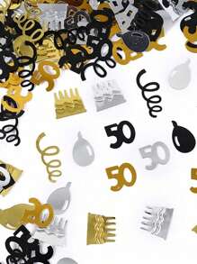 15g/Bag Black Gold Number Confetti Decorations 18/30/40/50/60th Happy Birthday Party Anniversary Tabletop Table Scatter Supplies - Multicolor - View 6