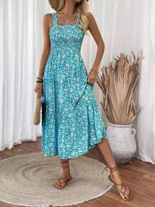 Breezaya Vacation Casual Ditsy Floral Camisole Dress - Blue - View 3