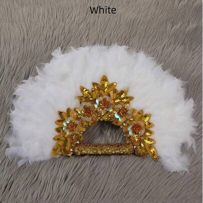 SHEIN 1 把非洲风羽毛扇，优雅新娘造型，适合服装、舞蹈表演、茶会和婚礼装饰