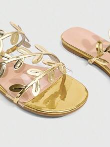 CUCCOO SZL Women's Fashionable Gold Flat Sandals - Gold - View 4