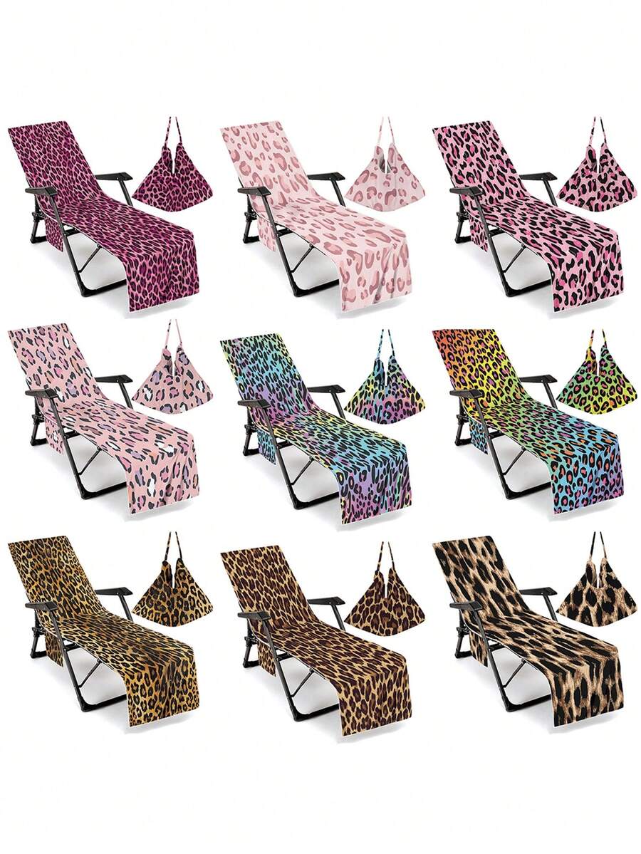 SHEIN 1 Vỏ bọc ghế bãi biển bằng sợi nhỏ họa tiết da báo, Vỏ bọc ghế bãi biển, Túi đeo vai, Vỏ bọc ghế bãi biển thấm hút, Vỏ bọc ghế khách sạn bãi biển, Vườn tắm nắng, Vỏ bọc ghế thư giãn bãi biển - Nhiều màu - Xem 1