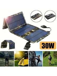 SHEIN Smaraad Renewable 30W Foldable Solar Panel, Portable Solar Generator Outdoor Camping RV Charger For Mobile Phones, Tablets, Lighting, Fans