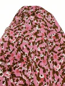 Breezaya Ditsy Floral Print Square Neck Puff Sleeve Blouse,Short Sleeve Tops - Pink - View 7