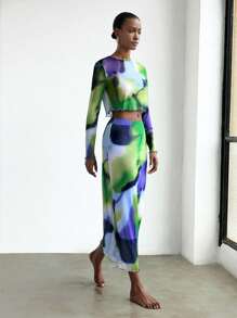 Maija 2pcs/Set Women Summer Top And A-Line Skirt, Fashionable - Multicolor - View 3