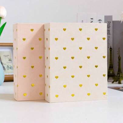 SHEIN (Holds 100 Photos Per Book) 100 Sheets 6 Inch 4D Cute Heart Series Photo Album, With 50 Inner Pages, Children Album, Baby Memory Book,Back To School,School Supplies