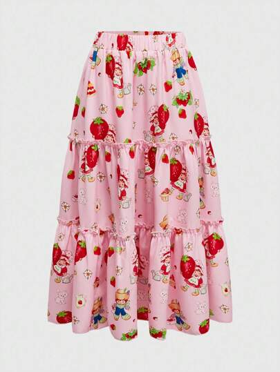 Women's Autumn Strawberry Waffle Cake Skirt