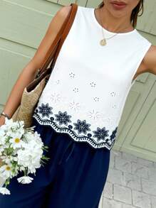 Serisse Two Piece Women's Sleeveless Top And Long Pants Set,  Fashion  Autumn Clothes Summer Casual Blue - Blue - View 5