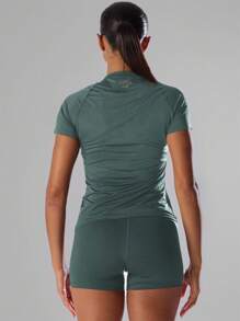 Musera Sport 纯色短袖运动T恤 跑步短裤 舒适休闲 健身 健身房 跑步 俱乐部 - 板式网球、网球、匹克球 健身 瑜伽 普拉提 日常休闲 夏季 - 綠色 - 查看 2