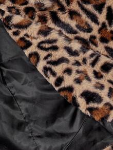 SHEIN MOD 女式长袖单排扣时尚豹纹仿皮草夹克 - 彩色 - 查看 4