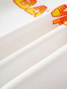 Batwheels X SHEIN Young Boy Cartoon Pattern White Long Sleeve Sweatshirt