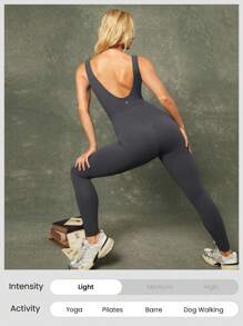 GLOWMODE X Harry Potter 24 英寸 FeatherFit™ 吸汗柔软弹力收腹露背图案连体衣低冲击瑜伽普拉提 Barre Studio 日常休闲服 - 灰色 - 查看 5