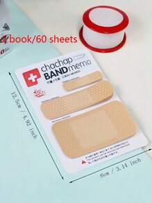 SHEIN 1 件可爱绷带系列便签贴纸便签纸记事本卡哇伊文具办公用品返校创意创可贴、便利贴纸、可粘贴纸、学生笔记 - 卡其色 - 查看 7