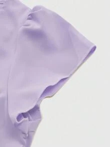 GlowEve Bộ quần áo tay lửng và áo sơ mi trơn màu thanh lịch dành cho người đi làm - Màu tím - Xem 4