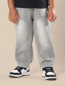 SUMWON 男童经典宽松牛仔裤宽松弹力踝袖浅蓝色校园休闲日常穿着街头服饰舒适都市风格裤子四季皆宜 - 彩色 - 查看 7