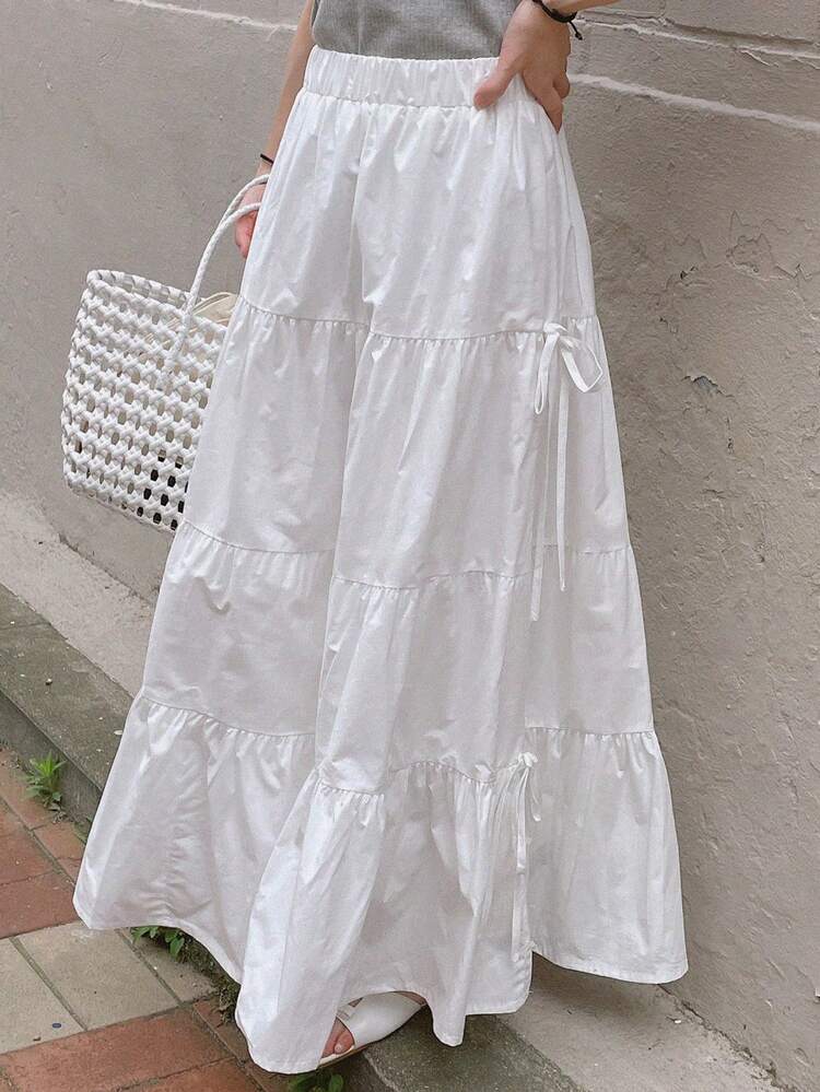Bowknot Layered Puff Cake Tulle Skirt Vacation
