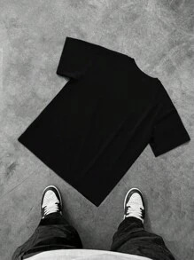 PAVTROS Áo thun nam cổ tròn tay ngắn in họa tiết màu tương phản Manfinity Streetrush Y2k màu đen, tiệc Halloween, thời trang đường phố - màu đen - Xem 2