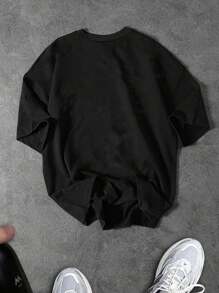 Sport MetroGents 男士休闲蜘蛛印花运动T恤，夏季透气吸汗舒适简约修身设计，适合健身房休闲穿着，宽松版型，哥特黑色蜘蛛图案，轻盈透气 - 黑色 - 查看 2