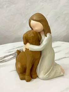 1 Stück Harz Mädchen und Pferd Umarmungs Statue - Cartoon-Themen dekorative Figur für Wohnzimmer, ideales Geschenk für Pferdeliebhaber, einzigartiges Weihnachts- und Geburtstagsgeschenk, Innen- und Außenbereich ohne Strom