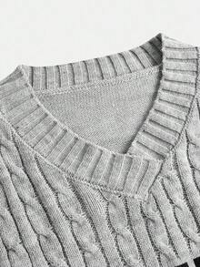 SHEIN Girlism Teen Girl's Casual Loose V-Neck English Slogan Print Sweater, Versatile In Fall/Winter