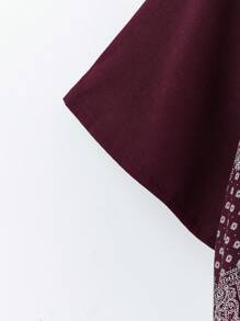 Rusticease Plus Size Geometric Print Round Neck Casual Short Sleeve Dress, Suitable For Summer