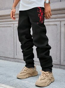 Manfinity EMRG Quần Jeans Nam Thường Ngày Xếp Ly Có Túi Thêu - màu đen - Xem 1