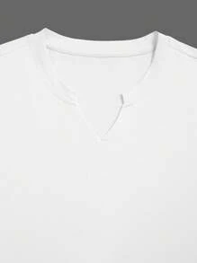 Manfinity Homme 男士字母图案V领短袖T恤抽绳腰短裤休闲西装男夏季衣服男士休闲套装男灰白套装男夏季短裤套装 - 彩色 - 查看 5