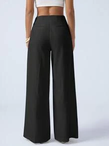 Aveloria Modichic Women's Commuter Exaggerated Loose Wide Leg Pants, Waistless, Textured Fabric, Extra Long Trousers Fall Cloth For Women - Black - View 2