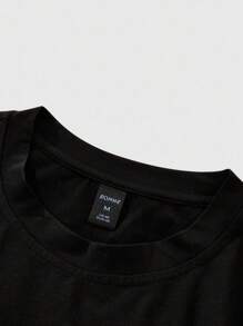 ROMWE MEN Goth 男式蝙蝠袖十字印花短袖T恤，万圣节，2000年代风格 - 黑色 - 查看 5