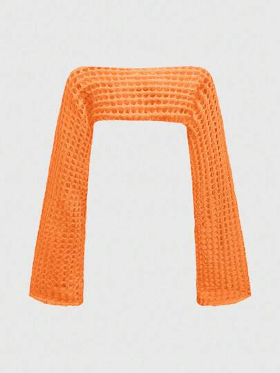 Grunge Punk pull court ajouré en fausse crochet main pour femmes