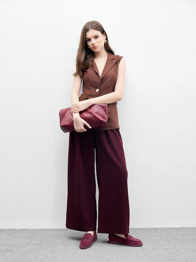 CUCCOO BIZCHIC Women's Fashion Burgundy Suede Comfortable Casual Loafers, Suitable For Commuting, Outdoor, Shopping, Work, Daily Wear For Christmas Spring Shoes