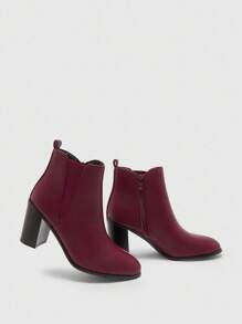 CUCCOO BIZCHIC Women's Fashion Versatile Minimalist High Heel Ankle Boots - Burgundy - View 9