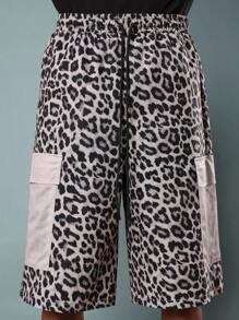 SUMWON Short à large jambe imprimé animal avec poches en mesh. Pantalon cargo ample style utilitaire pour le skateboard, la mode urbaine, les festivals, les concerts et les soirées - Multicolore - Voir 6