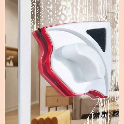 Double-Sided Magnetic Window Cleaner, Suitable For Single-Layer Glass Triangular Design, Suitable For 3-8mm Ordinary Single-Layer Glass, Strong Magnetic Force, Mo Power, Wiper Grade Sponge, Anti-Pinch Safety Feature, ABS Material