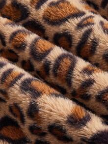 SHEIN MOD 女式长袖单排扣时尚豹纹仿皮草夹克 - 彩色 - 查看 6