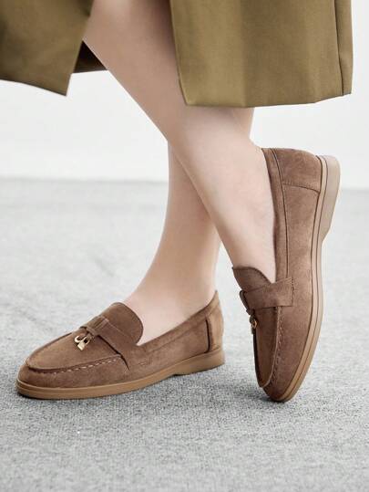 CUCCOO BIZCHIC Women's Fashionable Camel Suede Comfortable Casual Loafers, Suitable For Commuting, Outdoor, Shopping, Work, Daily Wear For Christmas Spring Shoes Fall Shoes